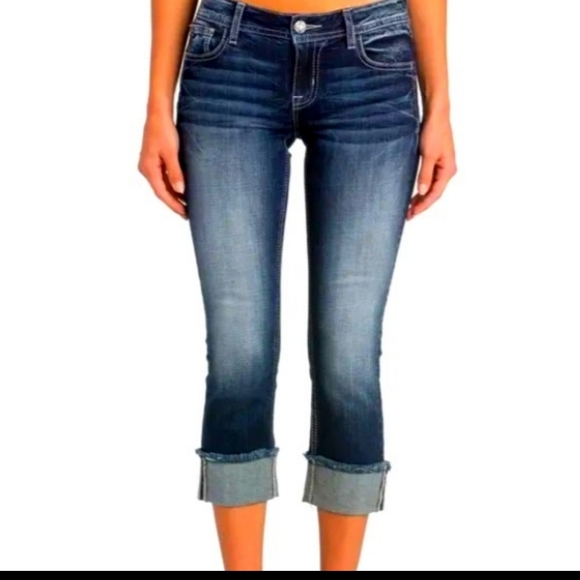 Miss Me Jeans Skinny Leg Capri Size 25 Raw Hem EUC - Picture 10 of 14